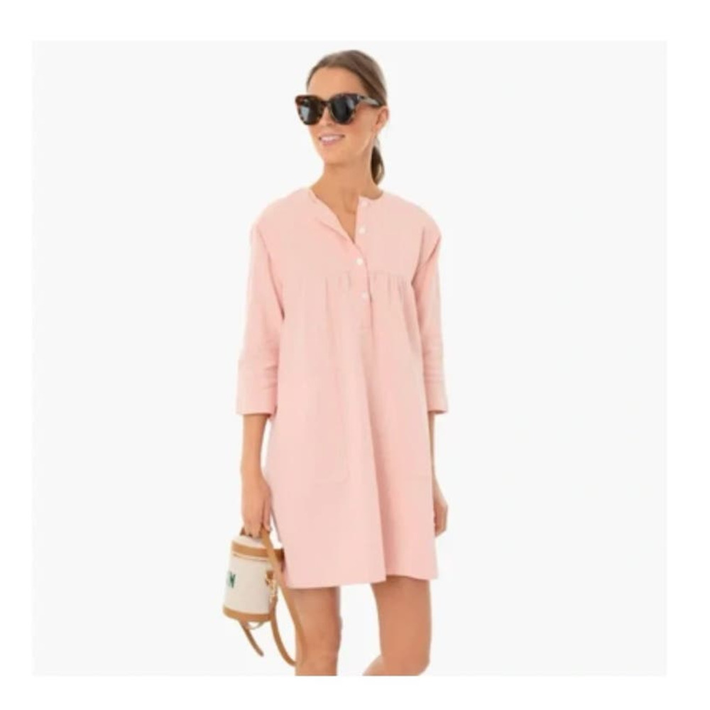 TUCKERNUCK Pomander Place Size S Peach Colored Mini Dress Linen Blend
